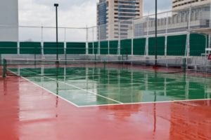 Wet Tennis Court after rain
